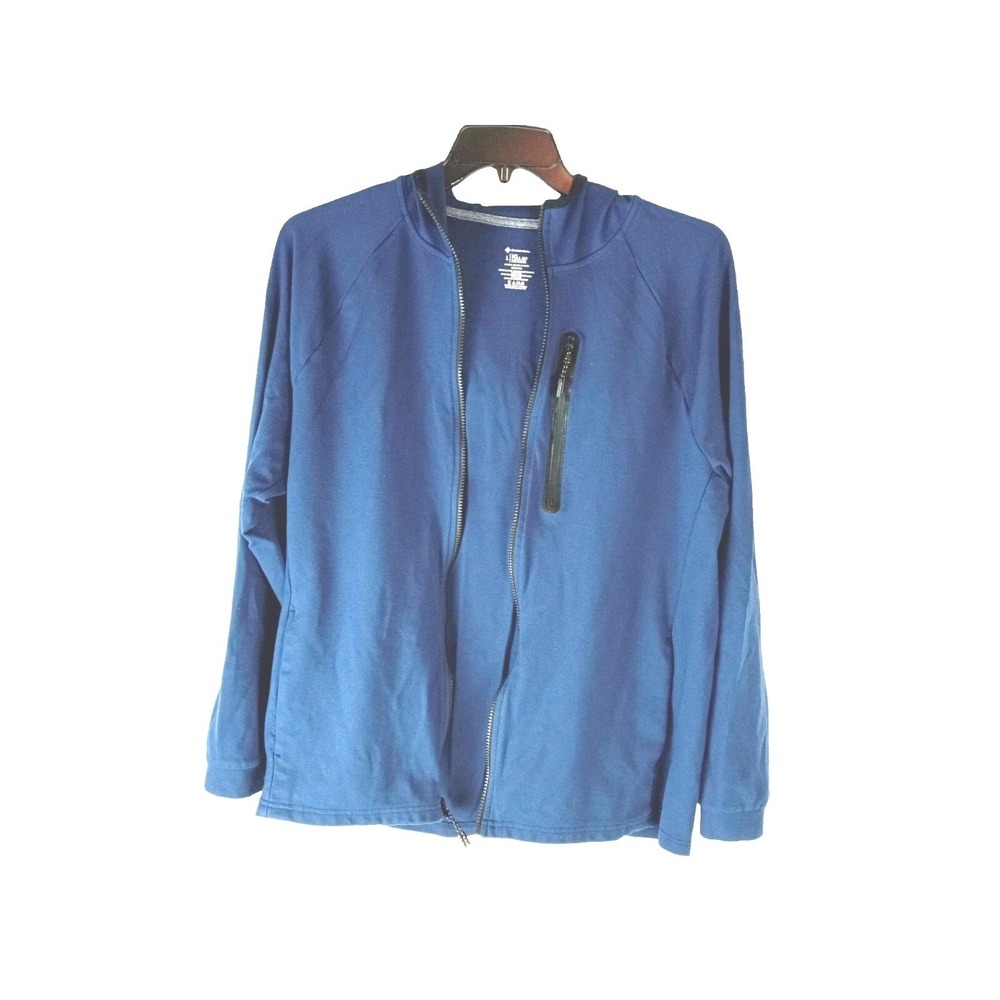 Members Mark Mens Jacket Blue Luxe Full Zip Hoodie Pockets‎ Large Outdoor